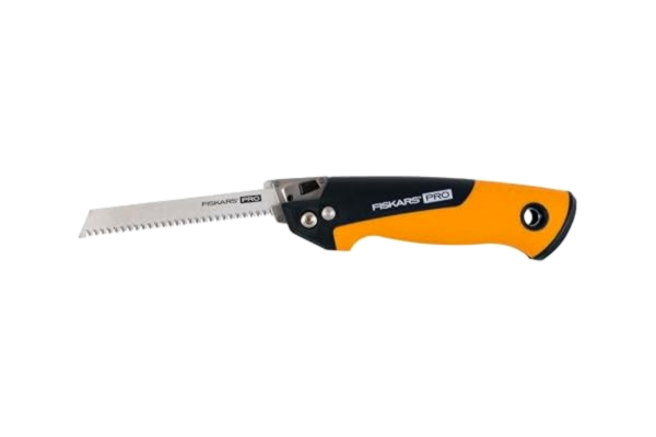 Fiskars  Pro kompakt fällbar handsåg, 2 blad ingår, Bladens längd: 15 cm, 13 TPI och 24 TPI, Svart/Orange, PowerTooth, 1062934