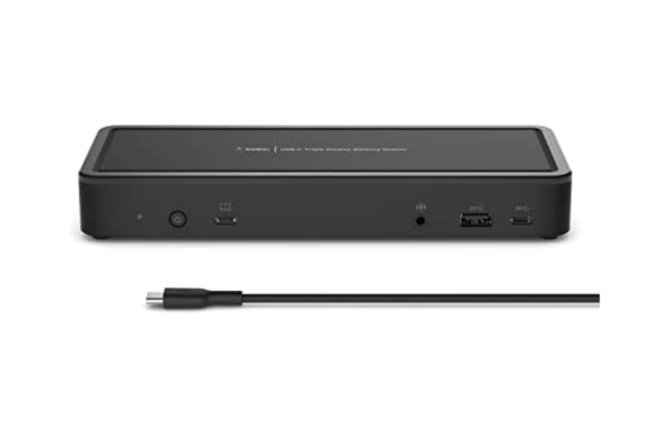Belkin  USB-C dockningsstation med 14 portar, 65 W PD, 4K-bildskärm, 2 HDMI-portar, 2 DisplayPort, 3 USB-C, 5 USB-A portar, 1 Gb Ethernet, USB-C dockningsstation för Chromebook, Windows PC, XPS, m.m