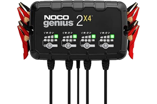 Noco NOCO GENIUS2X4, 4-Bank 8A (2A/Bank) Smart Batteriladdare, 6V och 12V Bilbatteriladdare, Batteriunderhållare, Underhållsladdare och Desulfator för AGM, Gel, Litium, Båt, Motorcykel och Quad Batterier