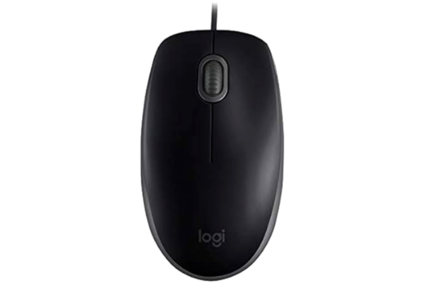 Logitech  B110 Bedrade USB Muis, Stille Knoppen, Comfortabel Ontwerp op Volledige Grootte, Ambidextrous PC / Mac / Laptop - Grijs