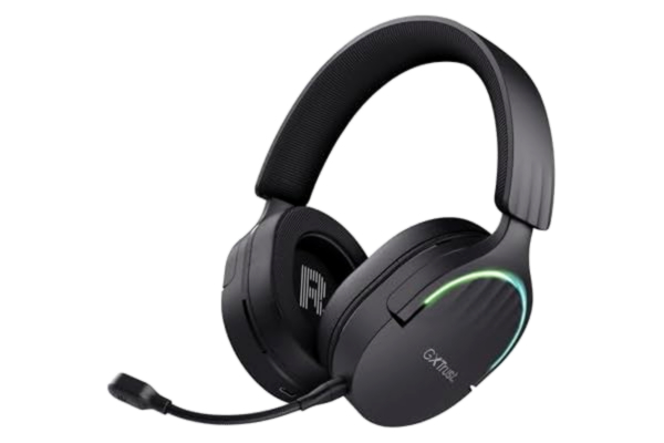 Trust  Gaming GXT 491 Fayzo trådlöst spelheadset Bluetooth + 2,4 GHz dubbel anslutning, 7.1 surroundljud, 22 timmars batteri, RGB Over Ear trådlösa hörlurar med mikrofon PC PS5 PS4 Switch – svart
