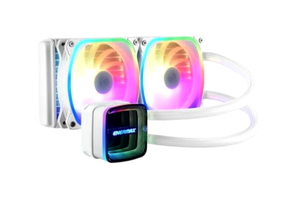 Enermax ENERMAX AQUAFUSION ADV Snow Edition ARGB 240 mm AIO CPU vattenkylning Dual Chamber Intel LGA1700/AMD AM5 Support 330W TDP (2x SquA RGB White 120 PWM-fläkt); ELC-AQFA240-SQA, vit