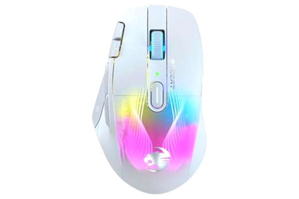 Roccat  Kone XP Air - Trådlös anpassningsbar och ergonomisk RGB-gamingmus, 19 K DPI optisk sensor, Vit