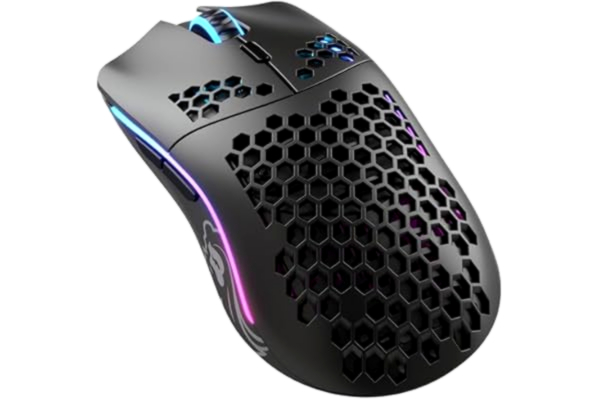 Glorious  Gaming Model O Wireless – gamingmus, superlätt, 69 g, honungskakedesign, RGB, dubbelhänt, laggfri 2,4 GHz-anslutning, upp till 71 timmars batteritid – Matt svart