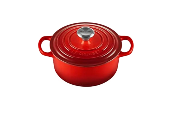 Le Creuset  Signature żeliwne naczynie do pieczenia z pokrywką, Ø 20 cm, okrągłe, nadaje się do wszystkich rodzajów kuchenek i indukcyjnych, pojemność: 2,4 l, 3,092 kg, kolor wiśniowy