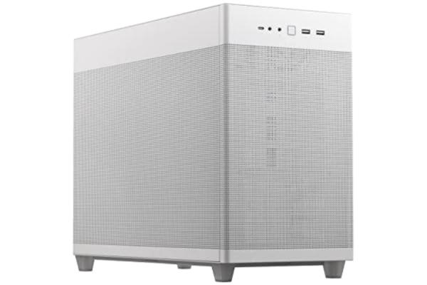 Asus ASUS Prime AP201-fodral, MicroATX-fodral, 33 liter, verktygslösa sidopaneler och ett nästan filtrerande nät, stöd för 360 mm kylflänsar, upp till 338 mm långa grafikkort och PSU ATX-standard.Vit