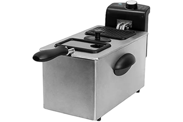 Cecotec  3-litrowa frytkownica elektryczna ze stali nierdzewnej z filtrem OilClean, który utrzymuje olej w czystości, moc 2180 W, pokrywa z okienkiem i filtrem antyzapachowym.