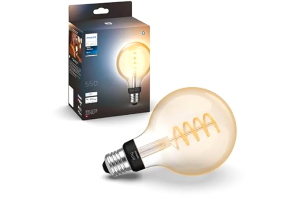 Philips  Hue White Ambiance E27 filament (G93) LED lampa 7W, smart hem belysning varm- till kallvitt ljus 2200-6500K, för sovrum & vardagsrum, röststyrning via Alexa, Google & Siri, Zigbee/Bluetooth