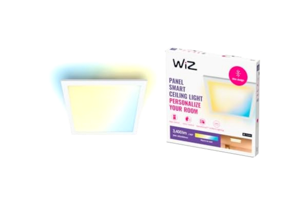 WiZ  - Vit Takpanel Tunable White: Smart WiFi-belysning, Fyrkantig takplafond, Large/Stor, 36W, 2700-6500 kelvin, kallvitt till varmvitt, röststyrning med Google Assistant, Siri och Amazon Alexa