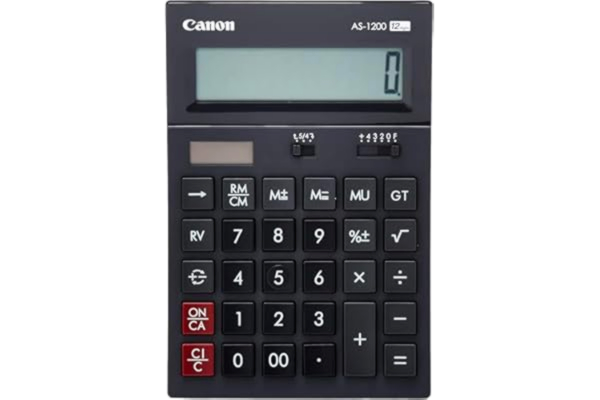 Canon  AS1200 visningsbordsräknare (12-siffrig), svart, grå