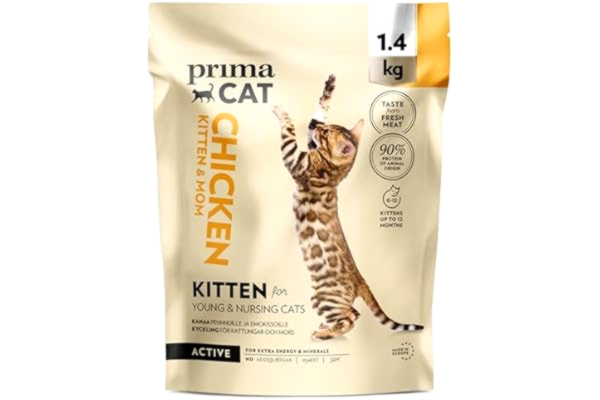 PrimaCat  – komplett torrfoder med kycklingsmak för kattungar och ammande katter, 1,4 kg