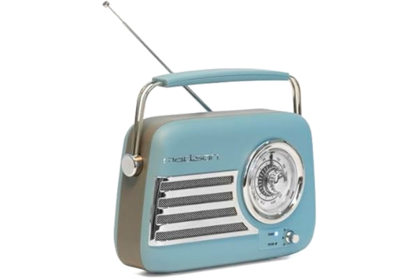 Madison  - FREESOUND-VR40BLU-MAT - 30W vintage-radio med långt batteri - Bluetooth, USB och FM - Matt blå - Vintage, Nostalgic, Retro