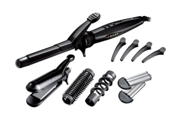 Remington  Multistyler, vändbara stylingplattor för krustång eller plattång, 19 mm locktång, rund borste och spiralformad locktång, inkl. 4st hårklämmor, praktisk förvaringsväska, S8670