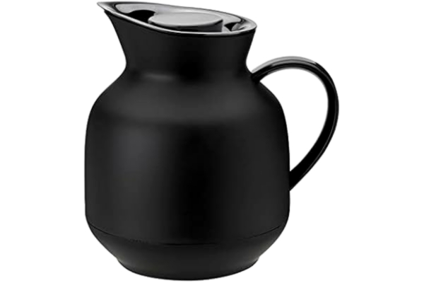Stelton  Amp Vakuumkanna – tekanna, termos, termosflaska – 1 liter plastkanna med termo-glasinsats – tillbehör för hushåll, kök, matsal – matt finish, mjuk svart