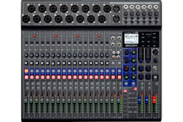 Zoom ZOOM LiveTrak L-20 digitalt mixerbord, 20-spårs inspelare och flerkanaligt ljudinterface för studio, scen & podcast