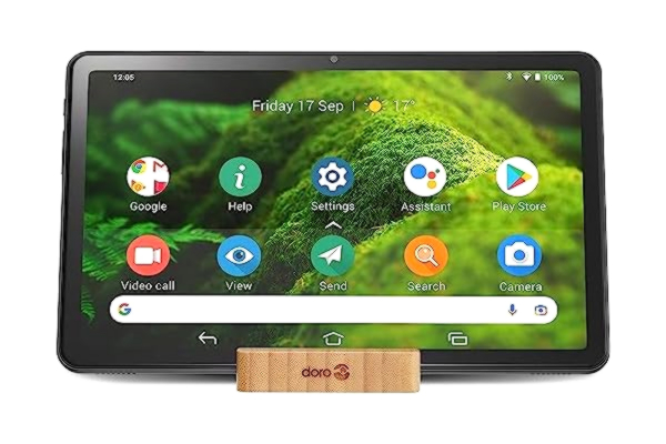 Doro  Surfplatta för Seniorer med Enkelt och Intuitivt Gränssnitt, 10,4" Skärm, Wi-Fi, 4G RAM + 32 GB och Bordsställ (Grafit)
