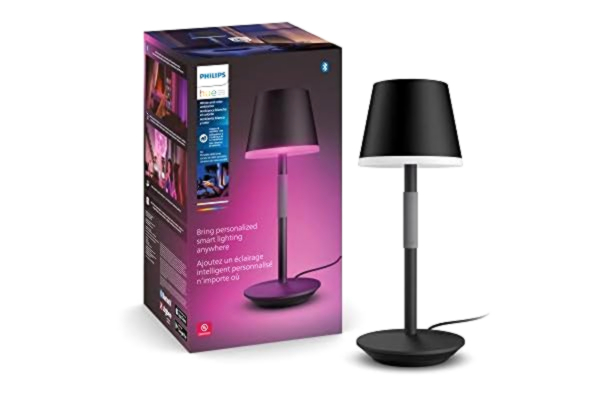 Philips  Hue Belle Svart Bordarmatur, LED-modul, Philips Hue lamp White and Color, portabel lampa, laddbar, 370 lumen, Zigbee & Bluetooth, trådlös, röststyrning via Amazon Alexa, Google Home och Siri