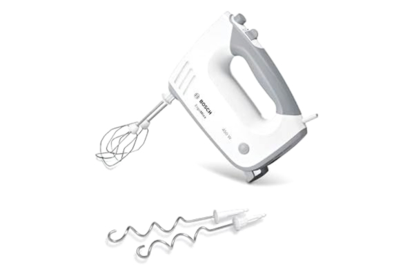 Bosch  Elvisp Styline 500 Watt Vit - 5 hastigheter - Ergonomiskt handtag - Lätt och enkel att hantera - Stark motor - Sladdlängd 1,4 m - Diskmaskinssäkra vispar och degkrokar - MFQ36400