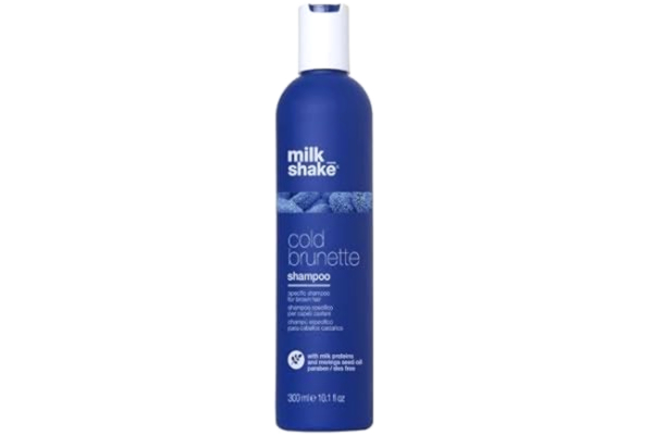 milk_shake ® | cold brunette schampo | Speciellt schampo för brunt hår | 300 ml | schampo med blått pigment | eliminerar varma röda, orangefärgade reflexer