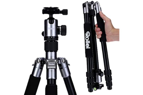 Fotopro Rollei C5I | Titan | light aluminium photo tripod | travel tripod with ball head and tripod bag | can be used as macro tripod, monopod and mini tripod | Arca Swiss quick release plate