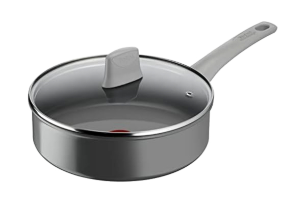 Tefal TEFAL Sauteuse 24 cm + glaslock, induktion, keramisk non-stick-beläggning, eko-designad, återvunnen, hälsosam matlagning, termosignal, tillverkad i Frankrike, förnyad på C4273232