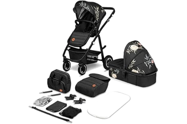 Lionelo LIONELO Amber 2 in 1 poussette multifonctionnellle, landau, ensemble poussette avec siège sport et nacelle fixe, sac, moustiquaire, couvrir, feuille de pluie (Lovin, 1 Unité (Lot de 1))