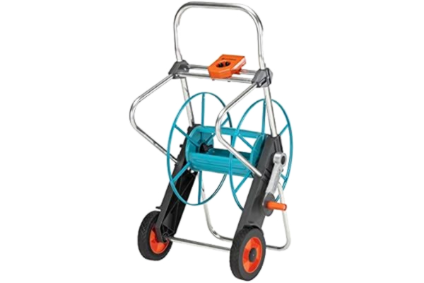 Gardena  slangvagn i metall 100: Stabil, belagd slangrulle, vinklad slanganslutning, anti-droppanordning, vevhandtag, max. 100 m 1/2", 80 m 5/8", 50 m 3/4", 25 m 1" (2674-20)