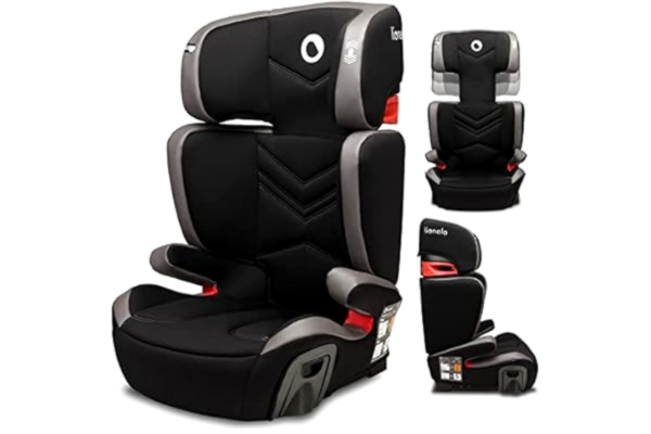 Lionelo LIONELO Hugo fotelik samochodowy do 36kg, zabezpieczenia boczne, dwa uchwyty na kubek, modny design, system montażu ISOFIX, eko-skóra, regulowana wysokość zagłówka z SideProtect, Karta Dziecka