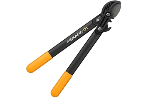 Fiskars  PowerGear Anvil Gear Shears for Dry Twigs and Branches, Non-stick Coated, Hardened Precision Steel, Length: 45 cm, Black/Orange, L71, 1001556