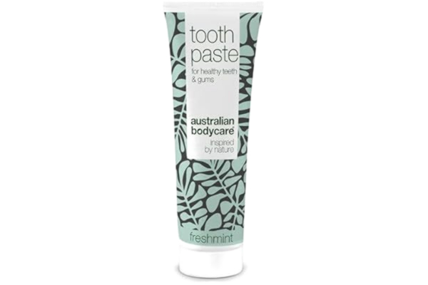 Australian BodyCare Tandkräm med Tea Tree Oil och Fresh Mint – 75 ml | Daglig vård för parodontit och blödande tandkött och åtgärdar dålig andedräkt | Kiseldioxid bidrar till vitare och hälsosammare tänder