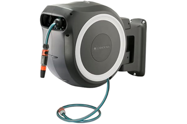 Gardena  slanghållare RollUp XL för väggmontering (vit) 35 m: flexibel bevattning för stora trädgårdar, svängbar slangvinda, inkl. 35 m Gardena kvalitetsslang och monteringsstöd (18632-20)