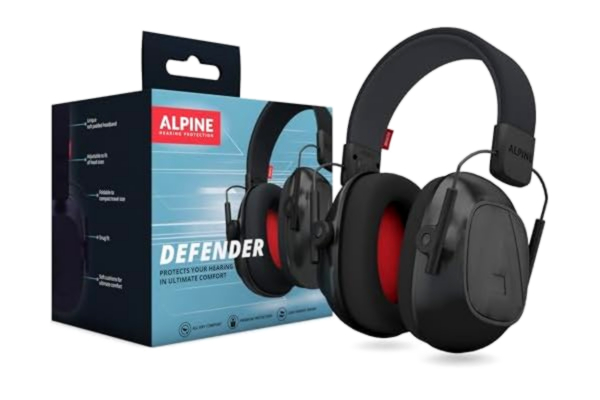 Alpine Hearing Protection Alpine Defender Vuxna öronmuffar för brusreducering – Premium brusskyddshörlurar för studier, fokus, arbete och sensorisk överbelastning, lätt design – justerbart pannband – komfort hela dagen – 26 dB