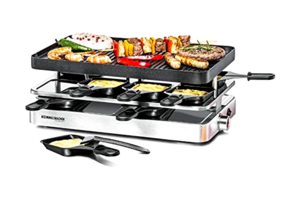 Rommelsbacher  RC 1400 Raclette Grill Elektryczny, Aluminium, Stal Nierdzewna, Tworzywo Sztuczne, 1200 W, Srebrny/Czarny