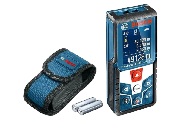 Bosch  Professional Laseravståndsmätare GLM 50 C (dataöverföring via Bluetooth, 360° lutningssensor, mätintervall: 0,05–50 m, 2 x 1,5 V-batterier, skyddsväska)