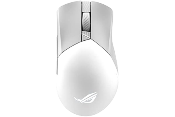 Asus ASUS ROG Gladius III trådlös AimPoint spelmus, anslutning (24 GHz RF, Bluetooth, trådbunden), 36 000 DPI-sensor, 6 programmerbara knappar, ROG SpeedNova, utbytbara strömbrytare, paracordkabel, vit
