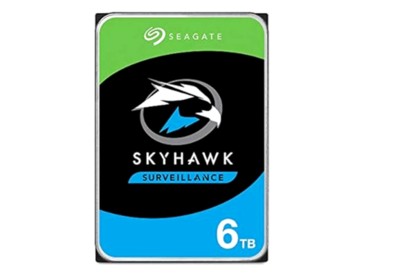 Seagate  SkyHawk, 6 TB, Interne Harde Schijf, 3.5", SATA 6 GB/s, 256 MB Cache, voor DVR/NVR-bewakingscamerasysteem, voor Video-opslag, 3 jaar Interne Rescue Services, FFP (ST6000VXZ01)