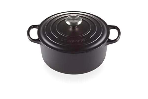 Le Creuset  Signature Enamelled Cast Iron Round Casserole Dish With Lid, 26 cm, 5.3 Litre, Satin Black, 211772600