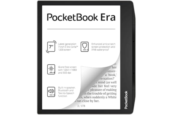 PocketBook  Era - eBook læser - Linux 3.10.65 - 16 GB - 7 16 gråniveauer (4-bit) E Ink Carta (1264 x 1680) - touch screen - Bluetooth - stardust sølv