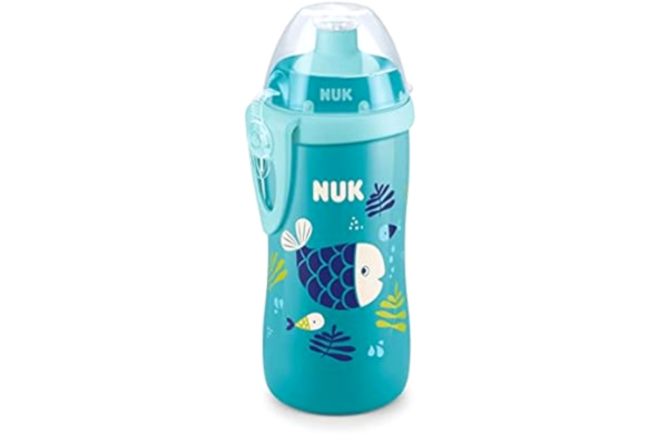 Nuk NUK Junior Cup drickflaska med kameleoneffekt | 18 månader | med färgförändring | läckagesäker drickkopp med push-pull drickpip | Clip och skyddskåpa | BPA-fri | 300 ml | blå