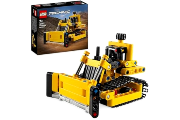 LEGO  Technic Tung bulldozer Byggset med byggfordon, Byggleksak för Pojkar och Flickor, Pedagogiska leksaker för Unga Ingenjörer, Presentidé, från 7 år 42163