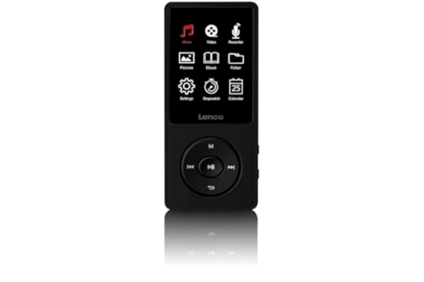 Lenco  Xemio-669BK MP3-spelare 8 GB - 2,4 tum TFT LCD-skärm - röstinspelning - 18 h batteri - utdragbar Micro SD 256 GB - svart