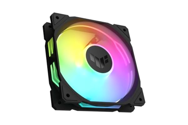Asus ASUS TUF Gaming TR120 ARGB standard Blade svart chassi fläkt enkelt paket (120 mm PWM PC fläkt, 2 000 rpm, 3,3 mm H2O, 77,4 CFM luftflöde, 16 individuellt adresserbara RGB-lysdioder, svart)