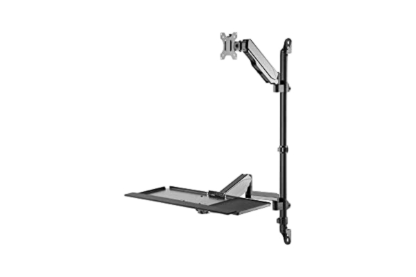 Digitus DIGITUS Stående/sittande arbetsstation - Monitorfäste & tangentbordsfack & PC-fäste - Väggmontering - 2x gastryckfjäder - 1 monitor - Upp till 32 tum - VESA 75x75, 100x100 - Svart