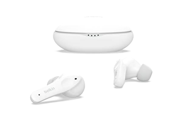 Belkin  SOUNDFORM True Wireless-hörlurar för barn, 85 dB begränsning för skydd av hörseln, online-utbildning, skola, IPX5-klassificerad, Vit, en storlek, PAC003