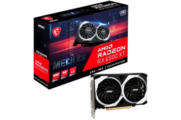 MSI  Radeon RX 6500 XT MECH 2X OC - 4GB GDDR6 RAM - Grafikkort