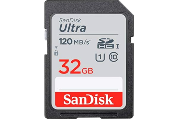 SanDisk  Ultra 32GB SDHC Memory Card, Up to 120 MB/s, Class 10, UHS-I, V10