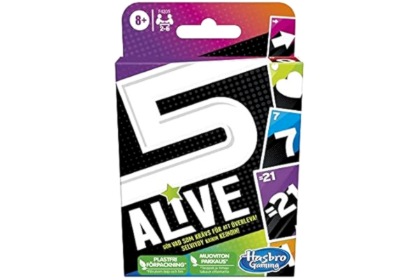 Hasbro Gaming  5 alive-kortspel, spel för barn och familjer i högt tempo, familjespel, snabba kortspel för 2 till 6 spelare (svenska/finska)