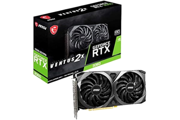 MSI  NVIDIA GeForce RTX 3060 VENTUS 2X 12G OC 912-V397-039 Grafikkort, Svart, 12 GB
