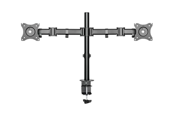 Deltaco  Monitor skrivbordsstativ, rörligt bildskärmfäste för två bildskärmar från 13 till 27 tum platt och böjd, bildskärmar upp till max. 8 kg per bildskärm VESA-standard 75 x 75 mm till 100 x 100