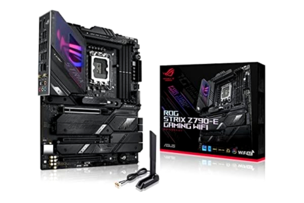 Asus ASUS ROG Strix Z790-E Gaming WiFi Intel® Z790 LGA 1700 ATX-moderkort, 18 + 1 kraftsteg, DDR5, fem M.2-platser, PCIe® 5.0, WiFi 6E, USB 3.2 Gen 2x2 Type-C® med PD 3.0 upp till 30W och Aura Sync RGB